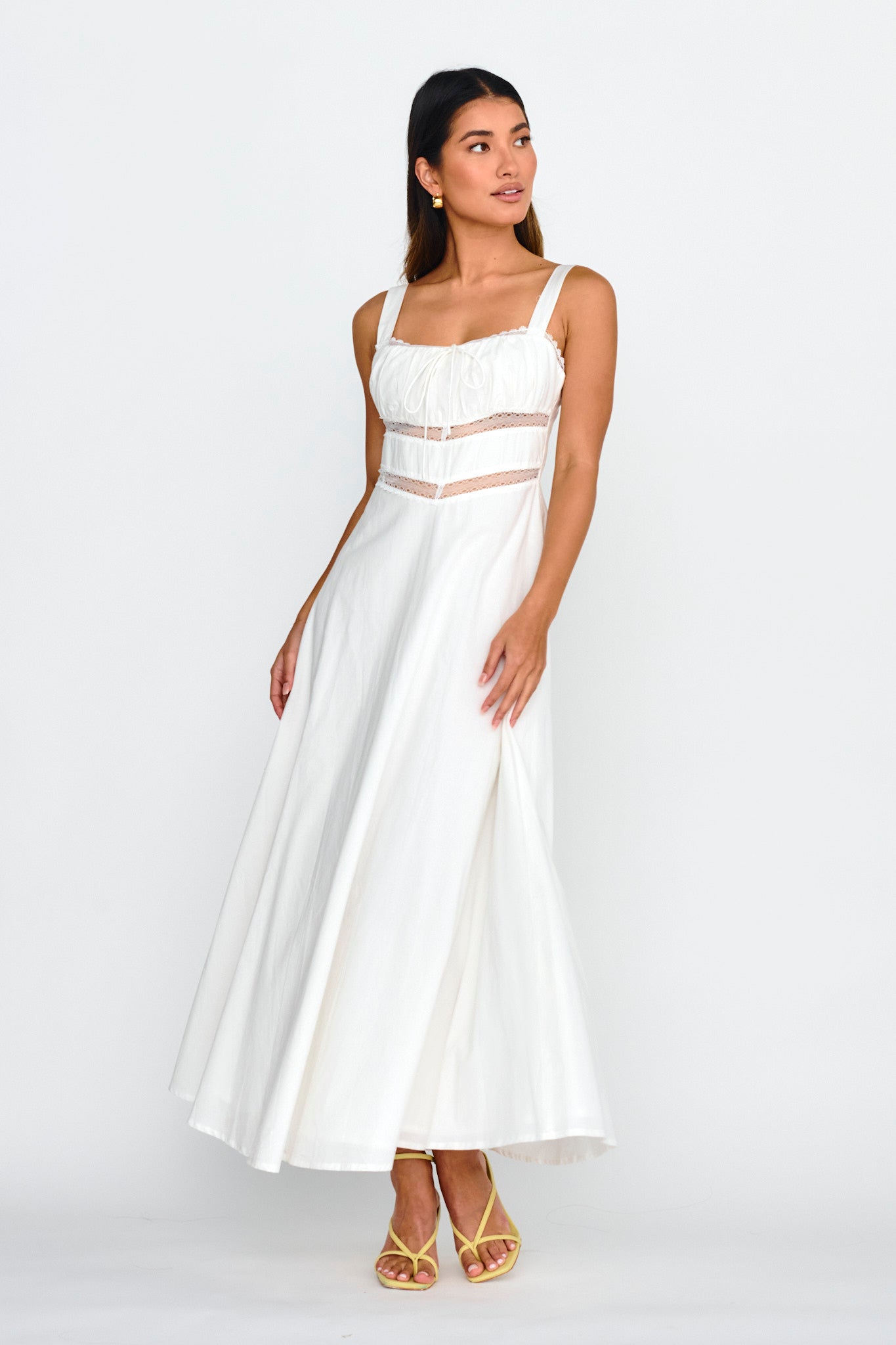 Kasiah Lace Trim Maxi Dress White by Selfie Leslie Australia