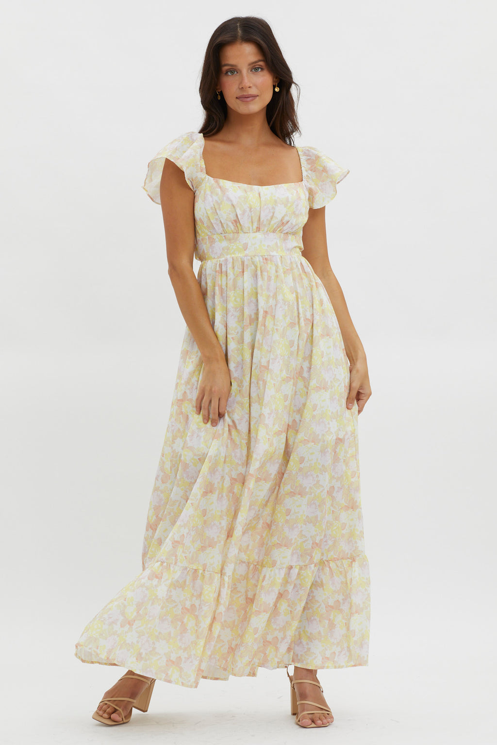Touch The Sky Tied Back Maxi Dress Lemonade by Selfie Leslie Australia