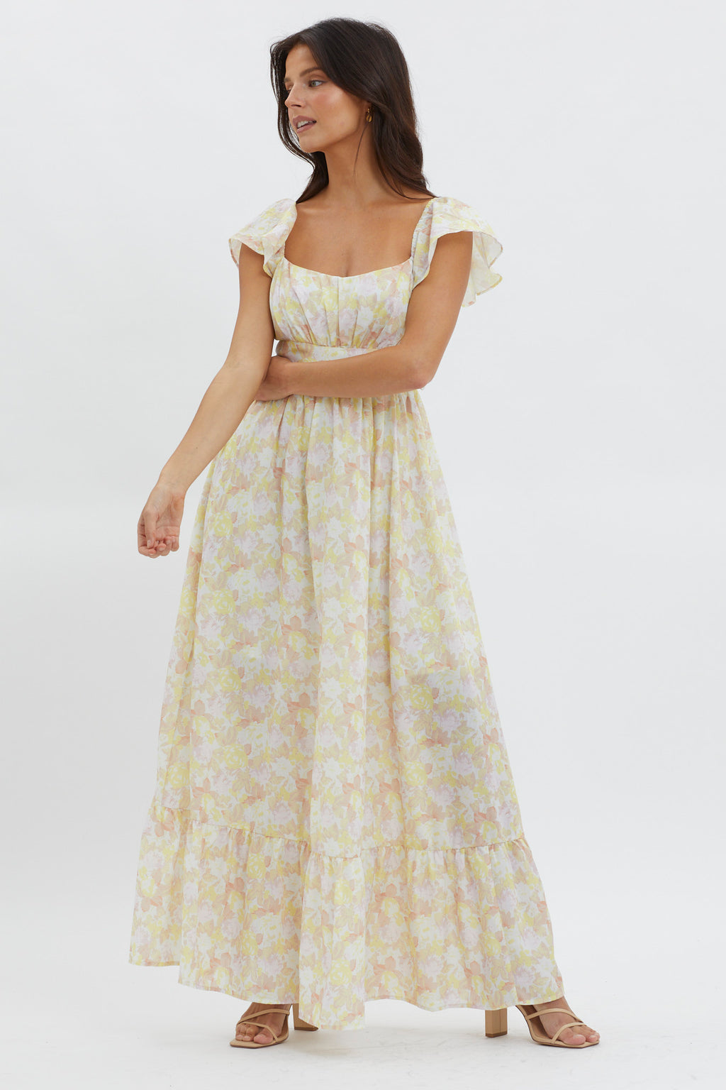 Touch The Sky Tied Back Maxi Dress Lemonade by Selfie Leslie Australia