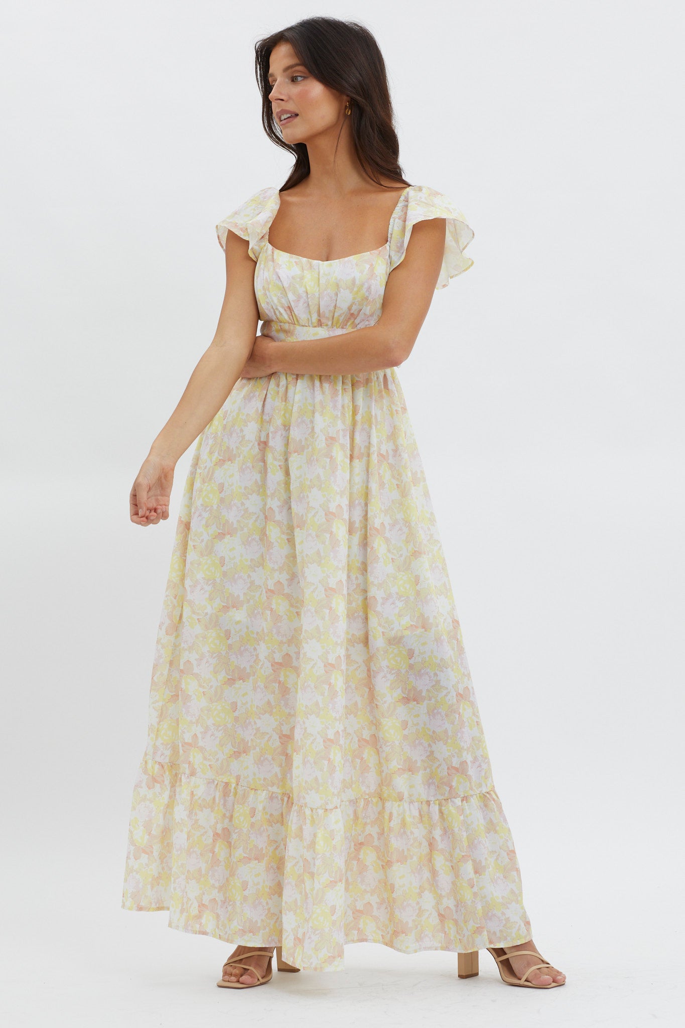 Touch The Sky Tied Back Maxi Dress Lemonade by Selfie Leslie Australia