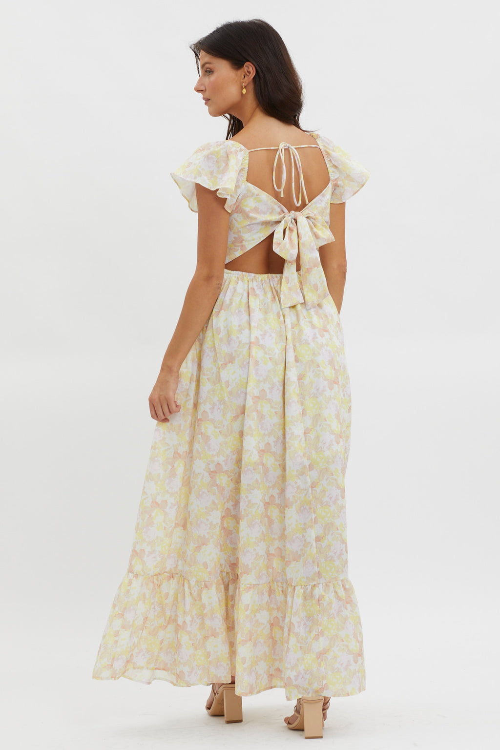 Touch The Sky Tied Back Maxi Dress Lemonade by Selfie Leslie Australia