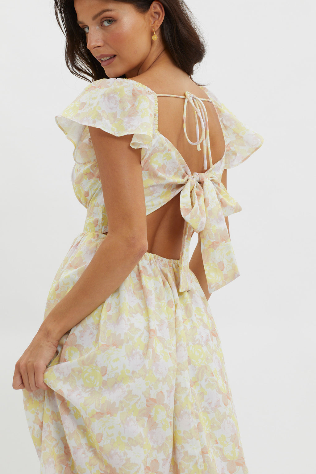 Touch The Sky Tied Back Maxi Dress Lemonade by Selfie Leslie Australia