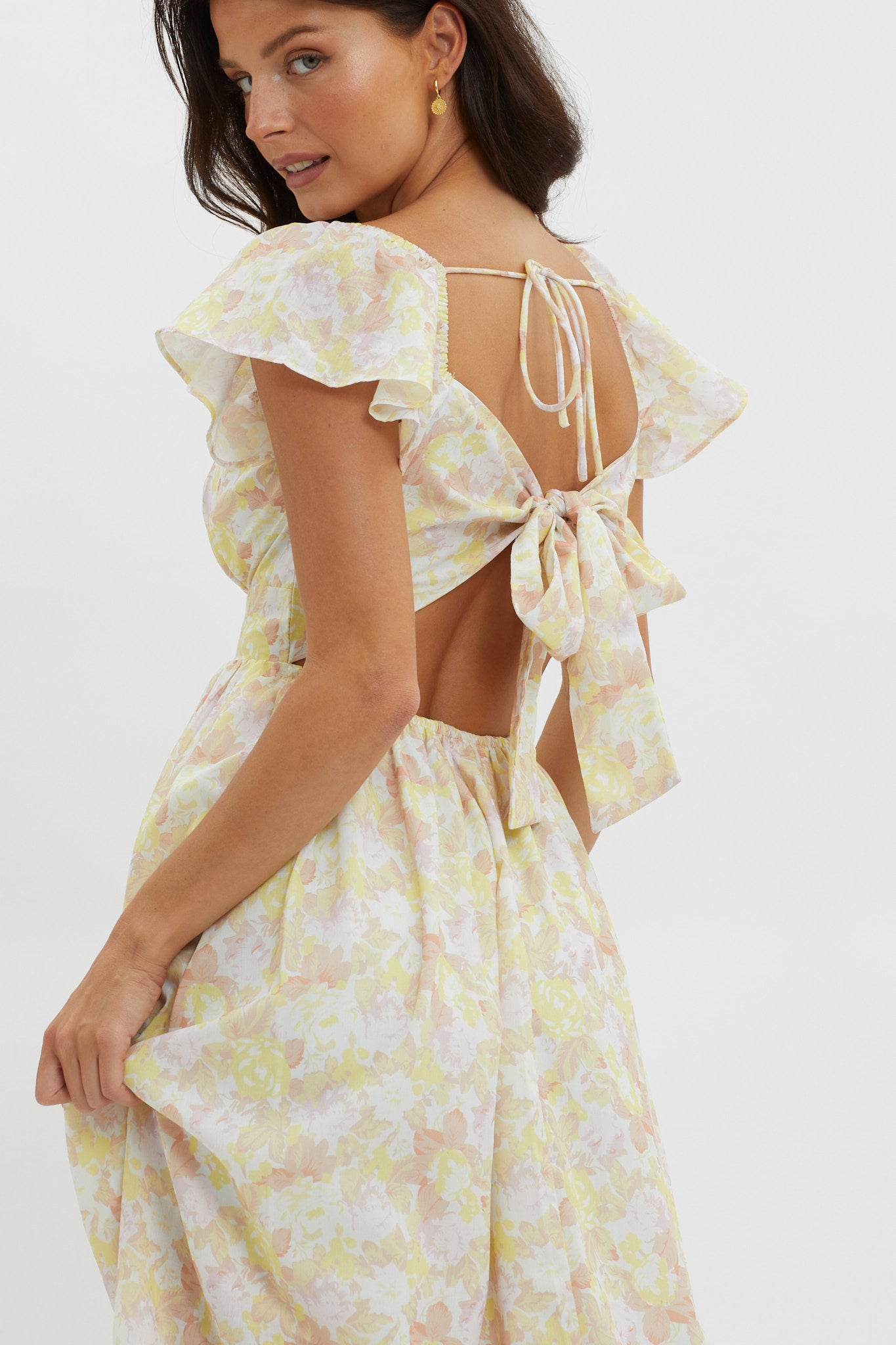 Touch The Sky Tied Back Maxi Dress Lemonade by Selfie Leslie Australia