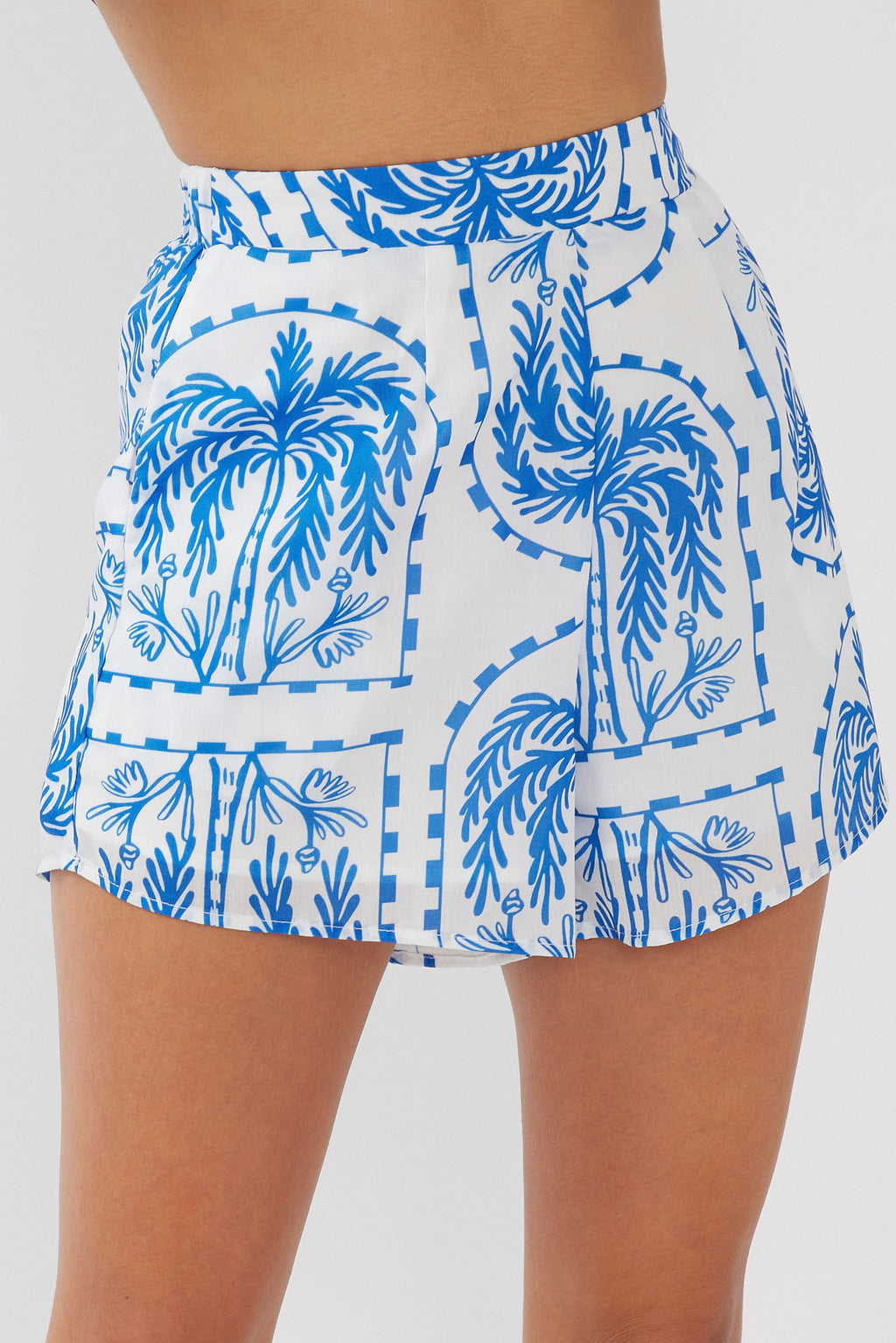 Cora Elastic Waist Shorts Print Blue White by Selfie Leslie Australia