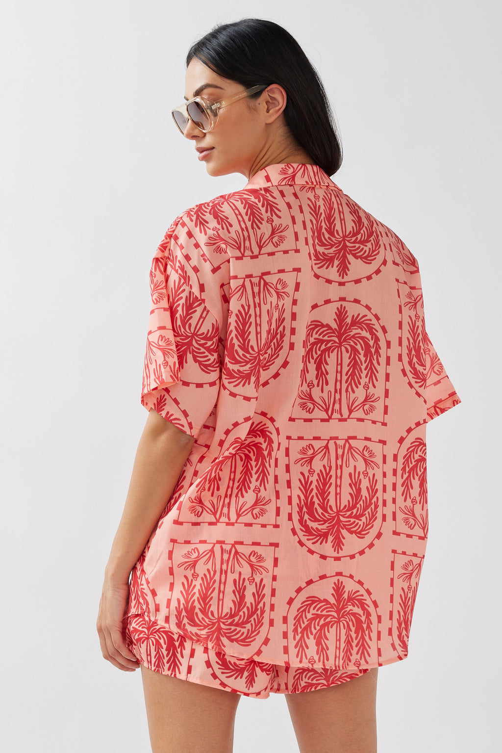 Cora Button-Up Shirt Print Red Salmon by Selfie Leslie Australia