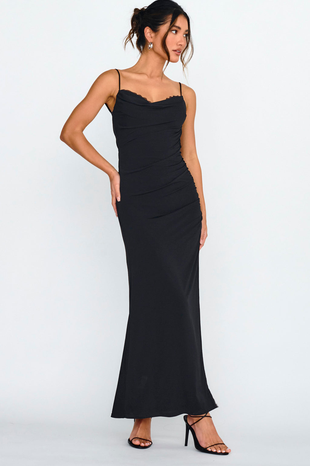 Faren Lace Trim Maxi Dress Black by Selfie Leslie Australia