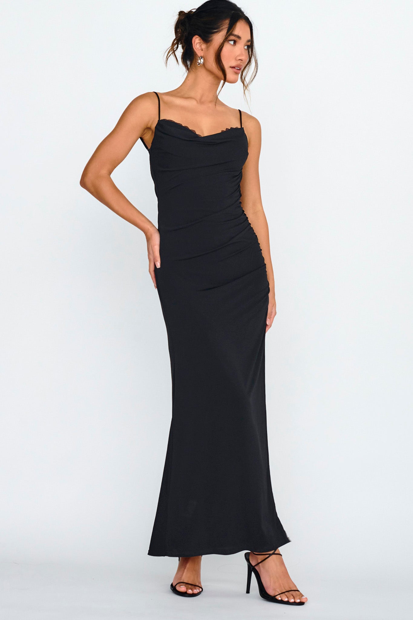 Faren Lace Trim Maxi Dress Black by Selfie Leslie Australia