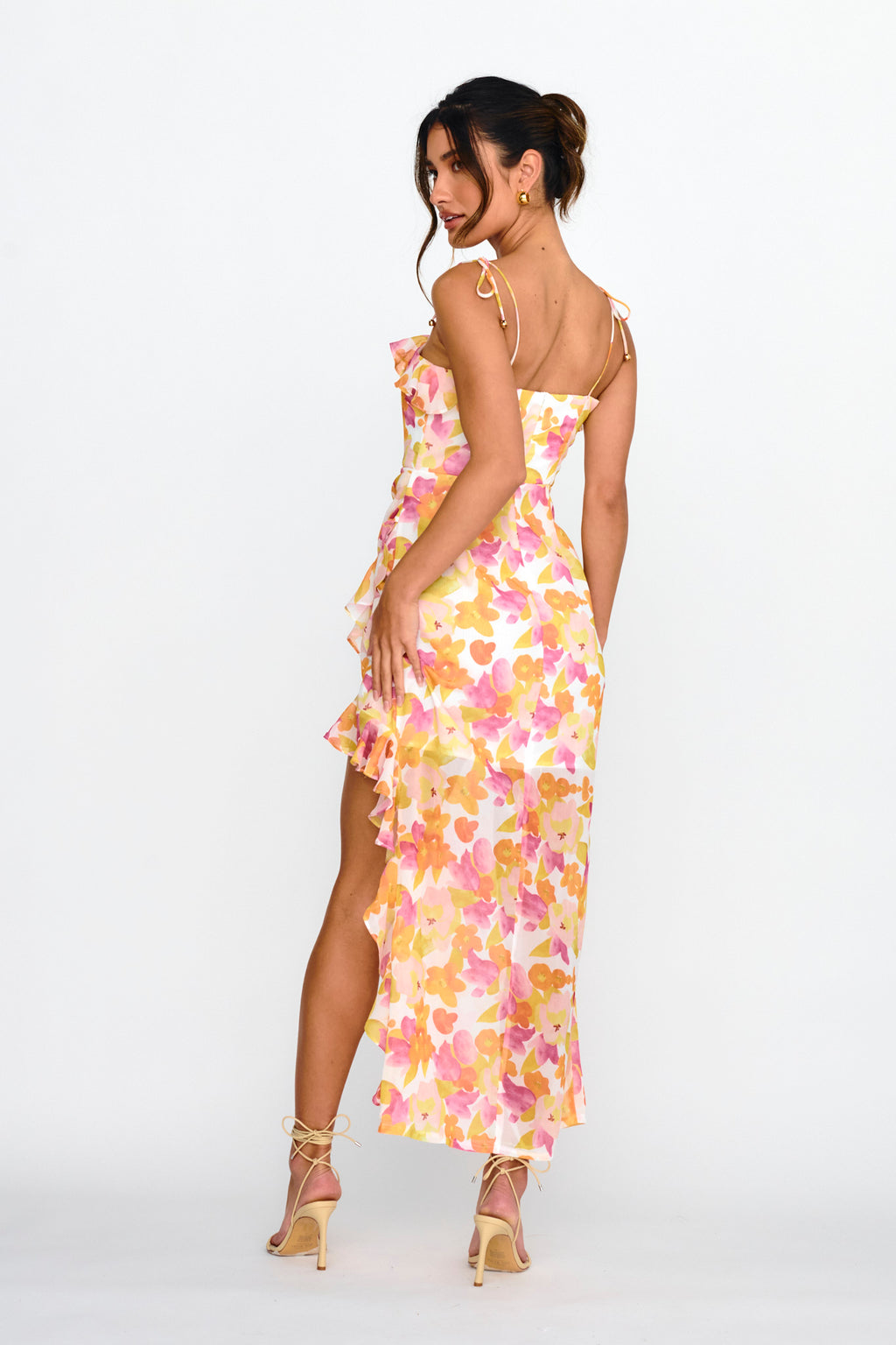 Portofino Cut-Out Split Midi Dress Floral Red by Selfie Leslie Australia