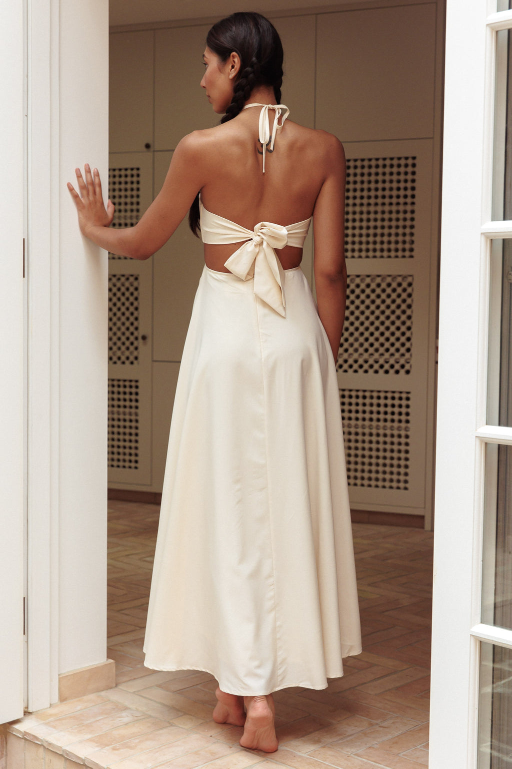 Onika Cut-Out Tied Back Maxi Dress Butter by Selfie Leslie Australia