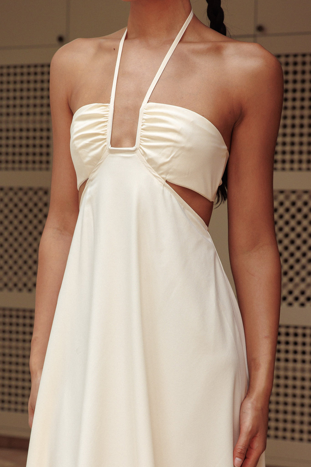 Onika Cut-Out Tied Back Maxi Dress Butter by Selfie Leslie Australia