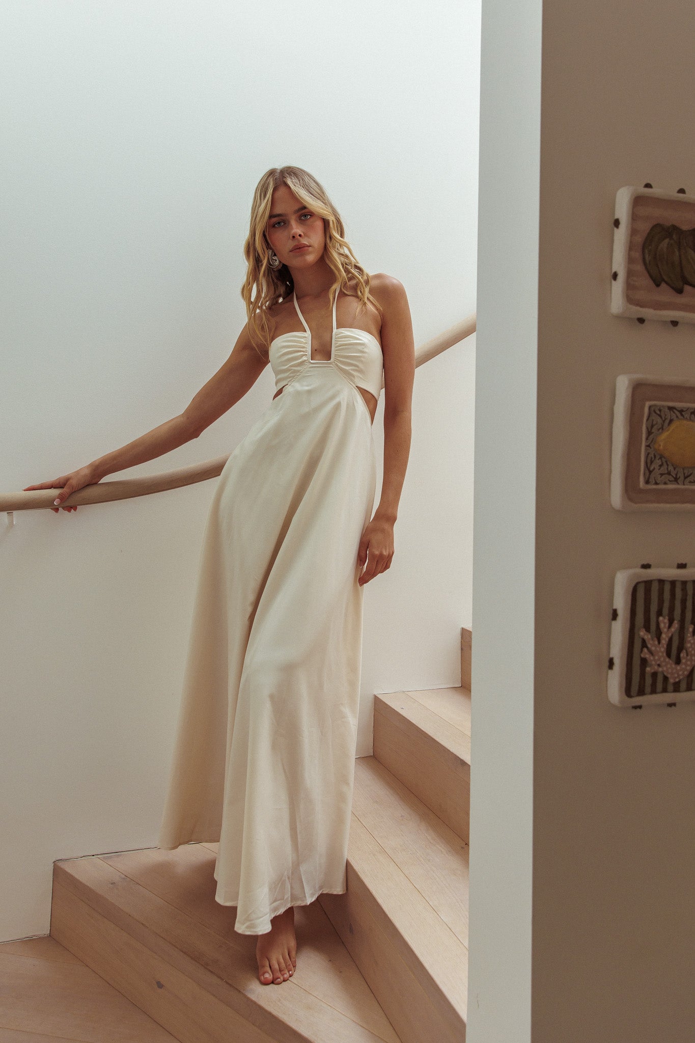 Onika Cut-Out Tied Back Maxi Dress Butter by Selfie Leslie Australia