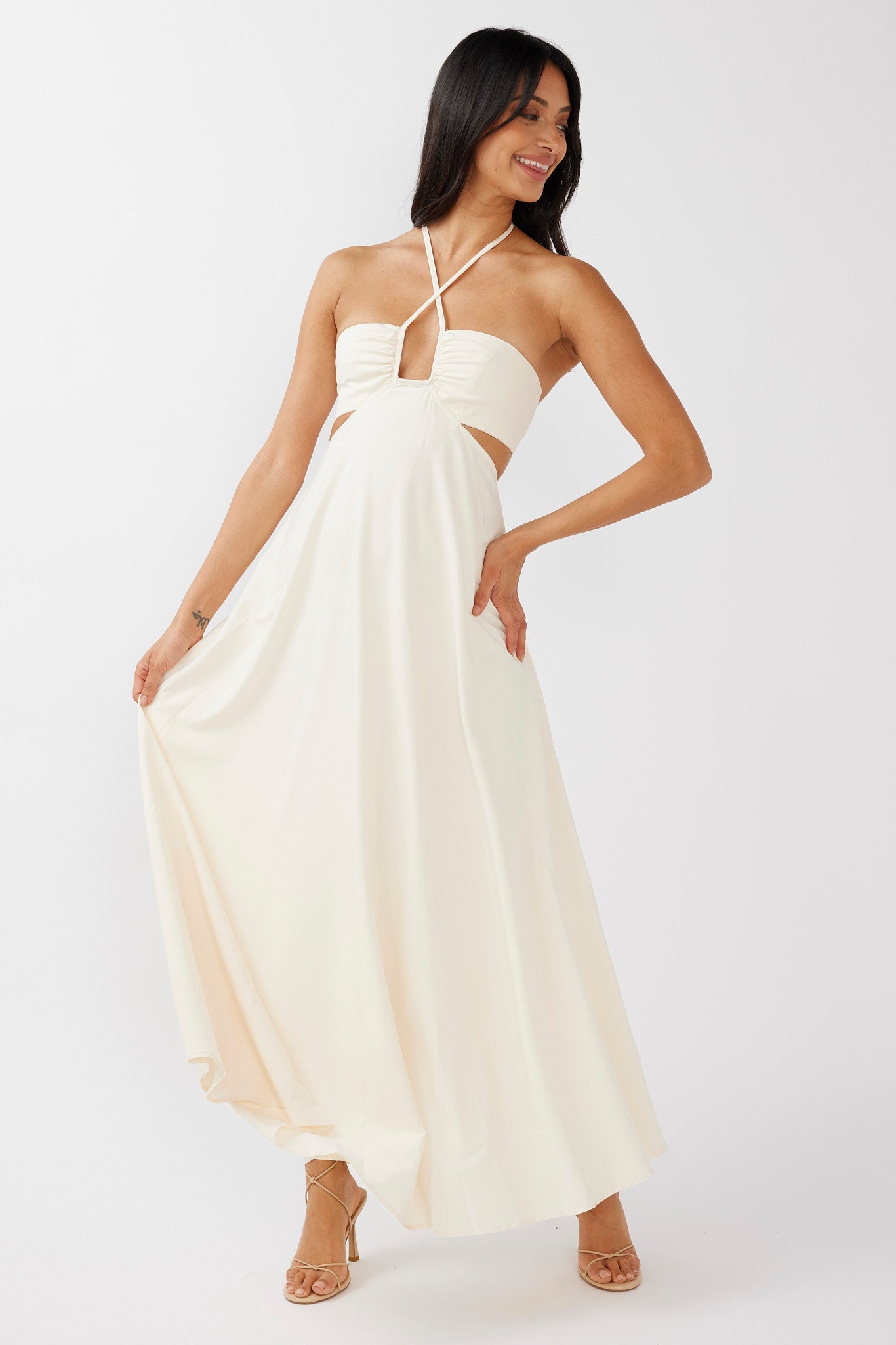 Onika Cut-Out Tied Back Maxi Dress Butter by Selfie Leslie Australia