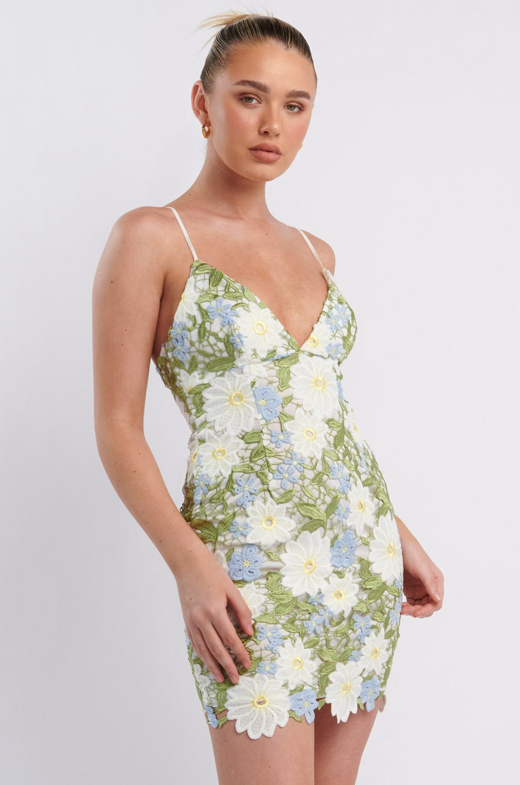 Amitie Floral Lace Mini Dress Green by Selfie Leslie Australia