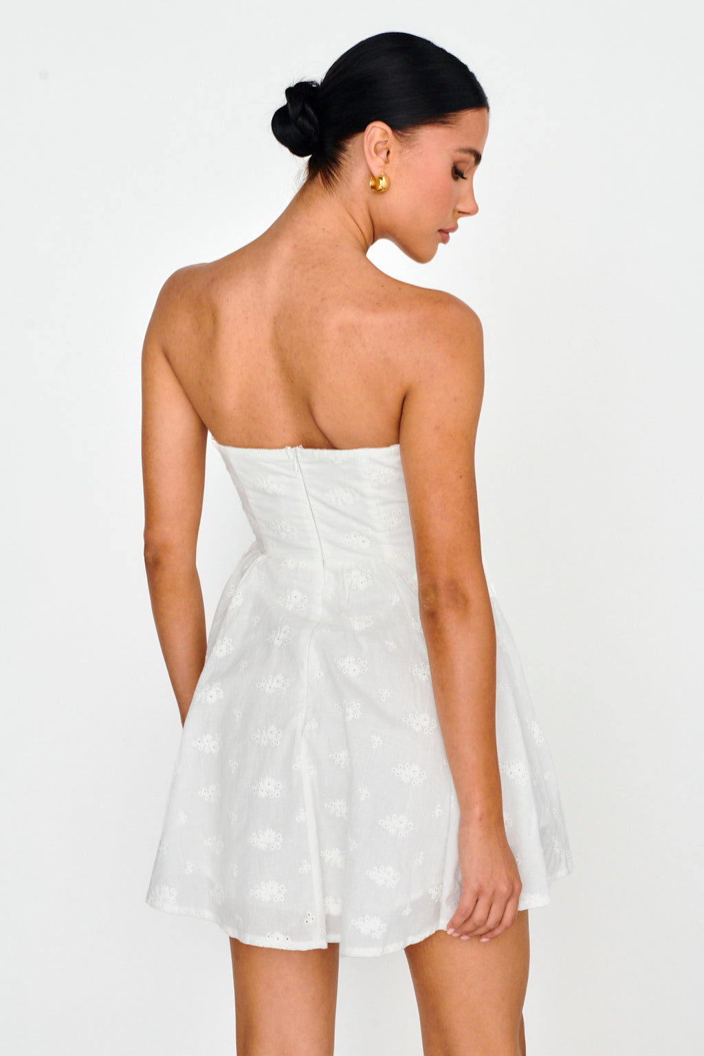 Mon Petit Lace-Up Bodice Mini Dress White by Selfie Leslie Australia