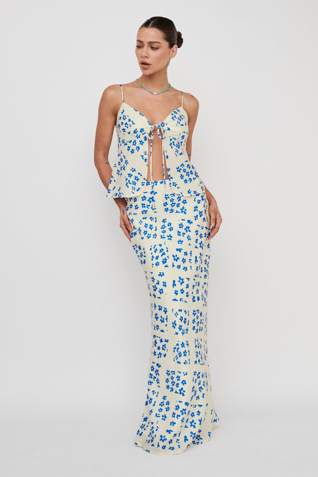 Heart & Soul Maxi Skirt Floral Cream by Selfie Leslie Australia