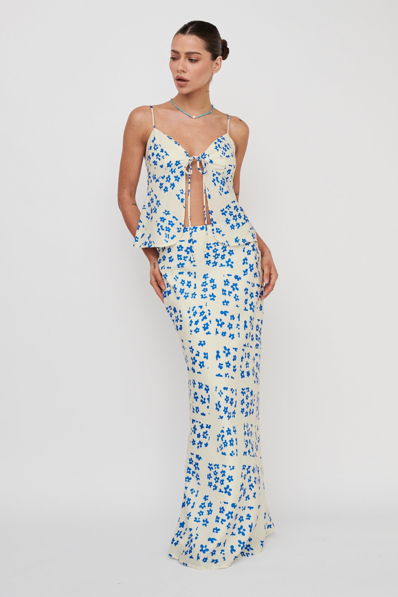Heart & Soul Maxi Skirt Floral Cream by Selfie Leslie Australia
