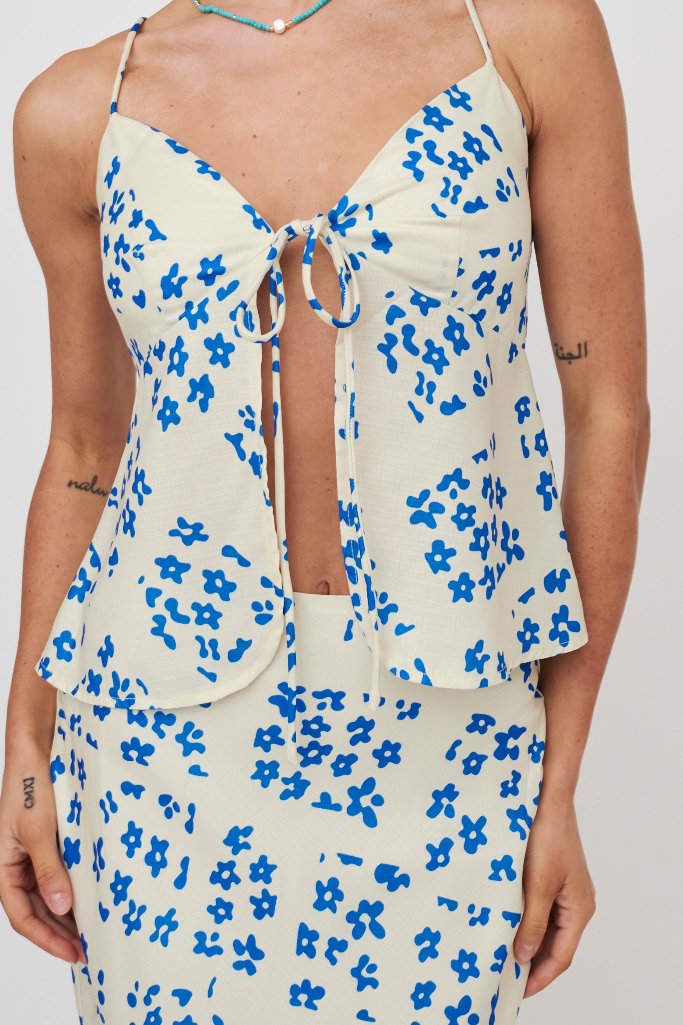 Heart & Soul Tie Front Top Floral Cream by Selfie Leslie Australia
