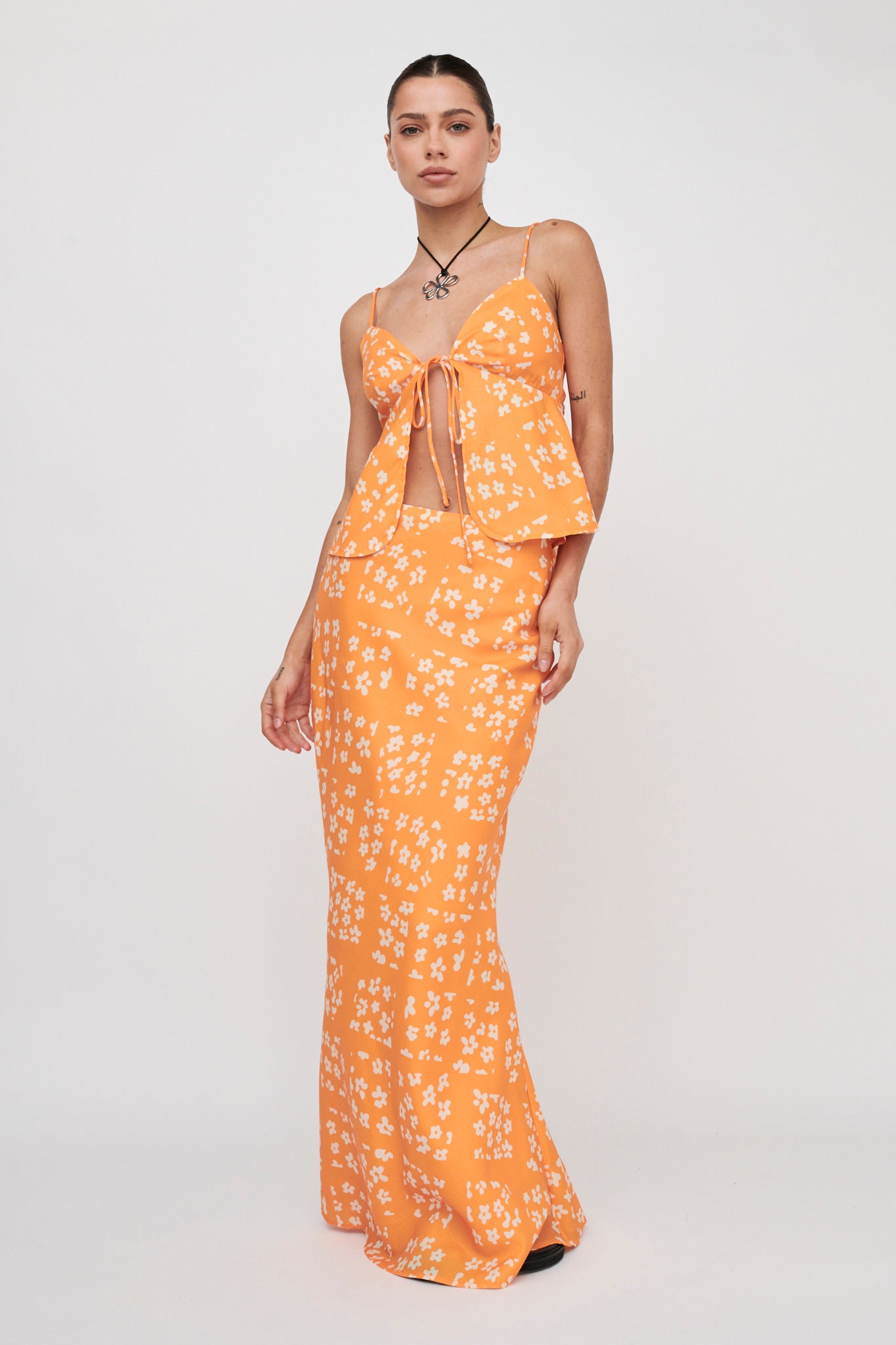 Heart & Soul Tie Front Top Floral Orange by Selfie Leslie Australia
