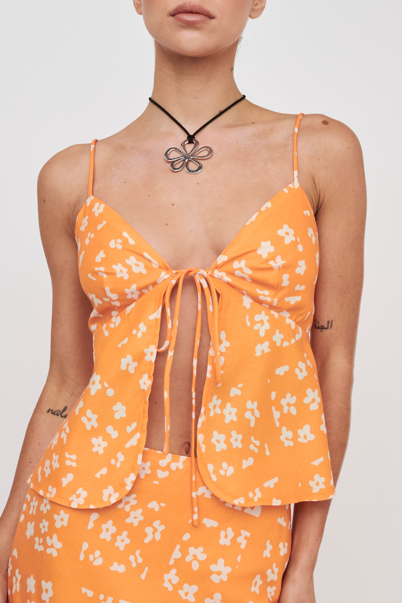Heart & Soul Tie Front Top Floral Orange by Selfie Leslie Australia