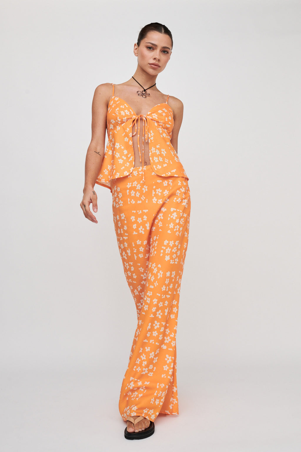 Heart & Soul Tie Front Top Floral Orange by Selfie Leslie Australia