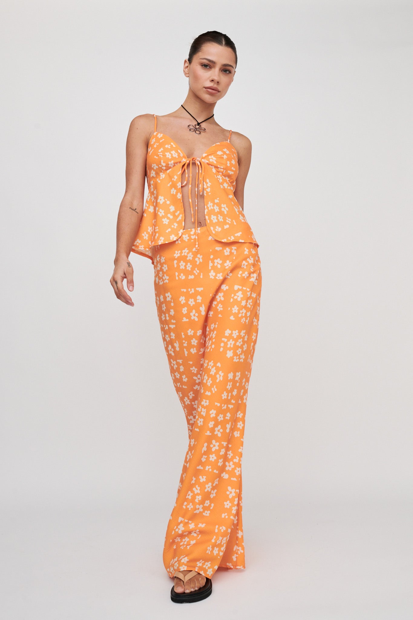 Heart & Soul Tie Front Top Floral Orange by Selfie Leslie Australia