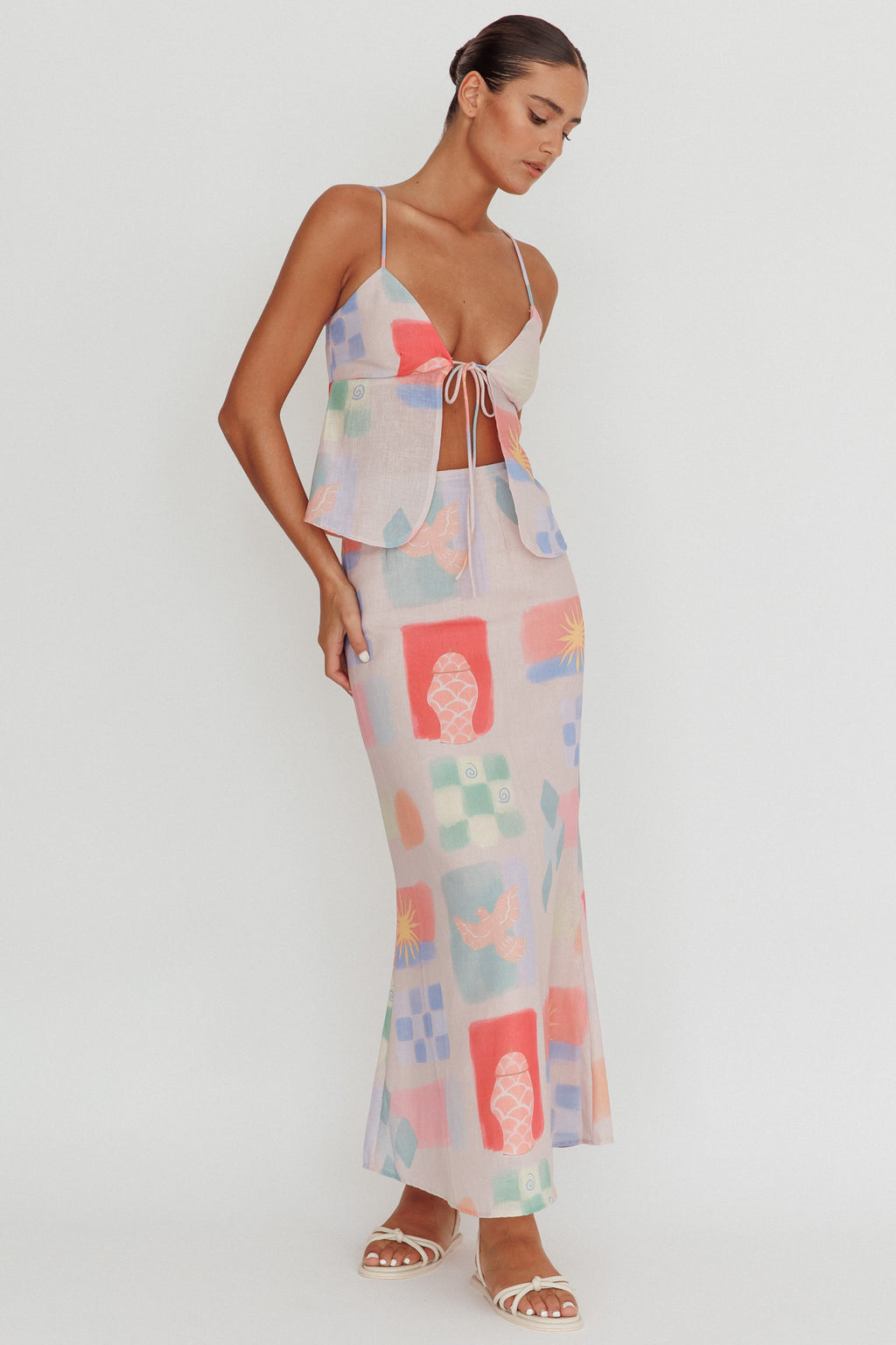 Heart & Soul Tie Front Top Print Multi by Selfie Leslie Australia