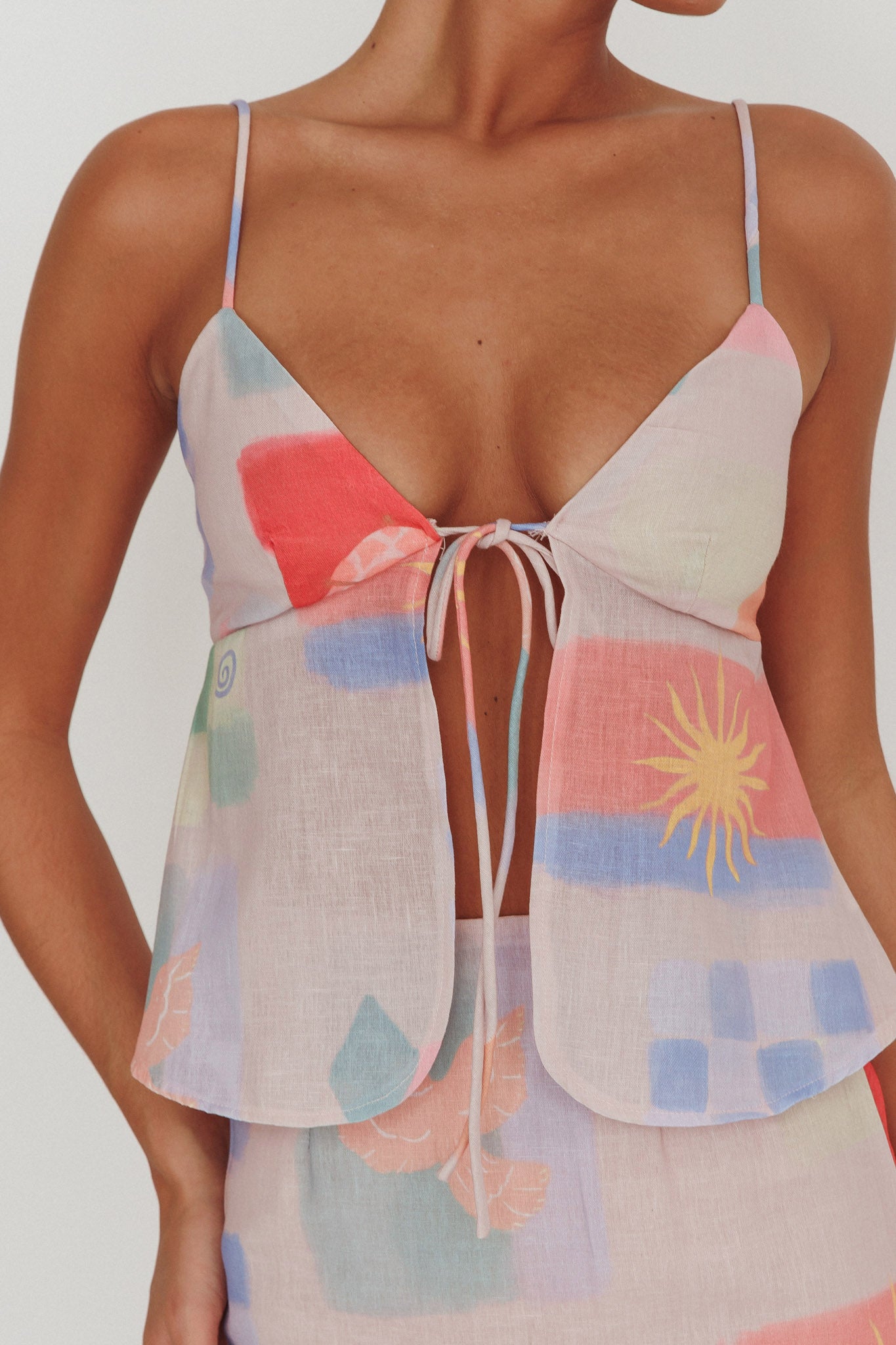 Heart & Soul Tie Front Top Print Multi by Selfie Leslie Australia