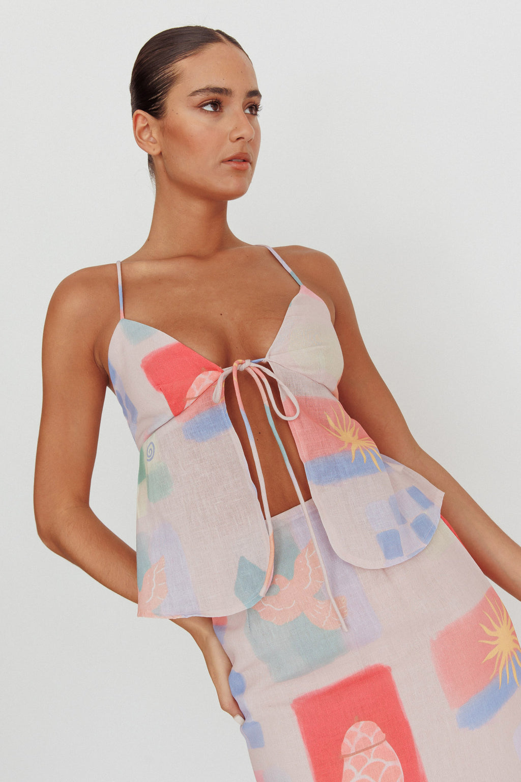 Heart & Soul Tie Front Top Print Multi by Selfie Leslie Australia