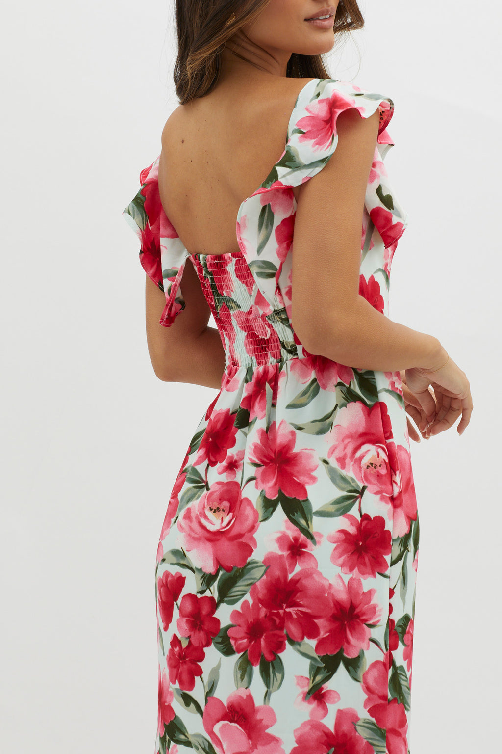New Era Off Shoulder Maxi Dress Floral Red by Selfie Leslie Australia
