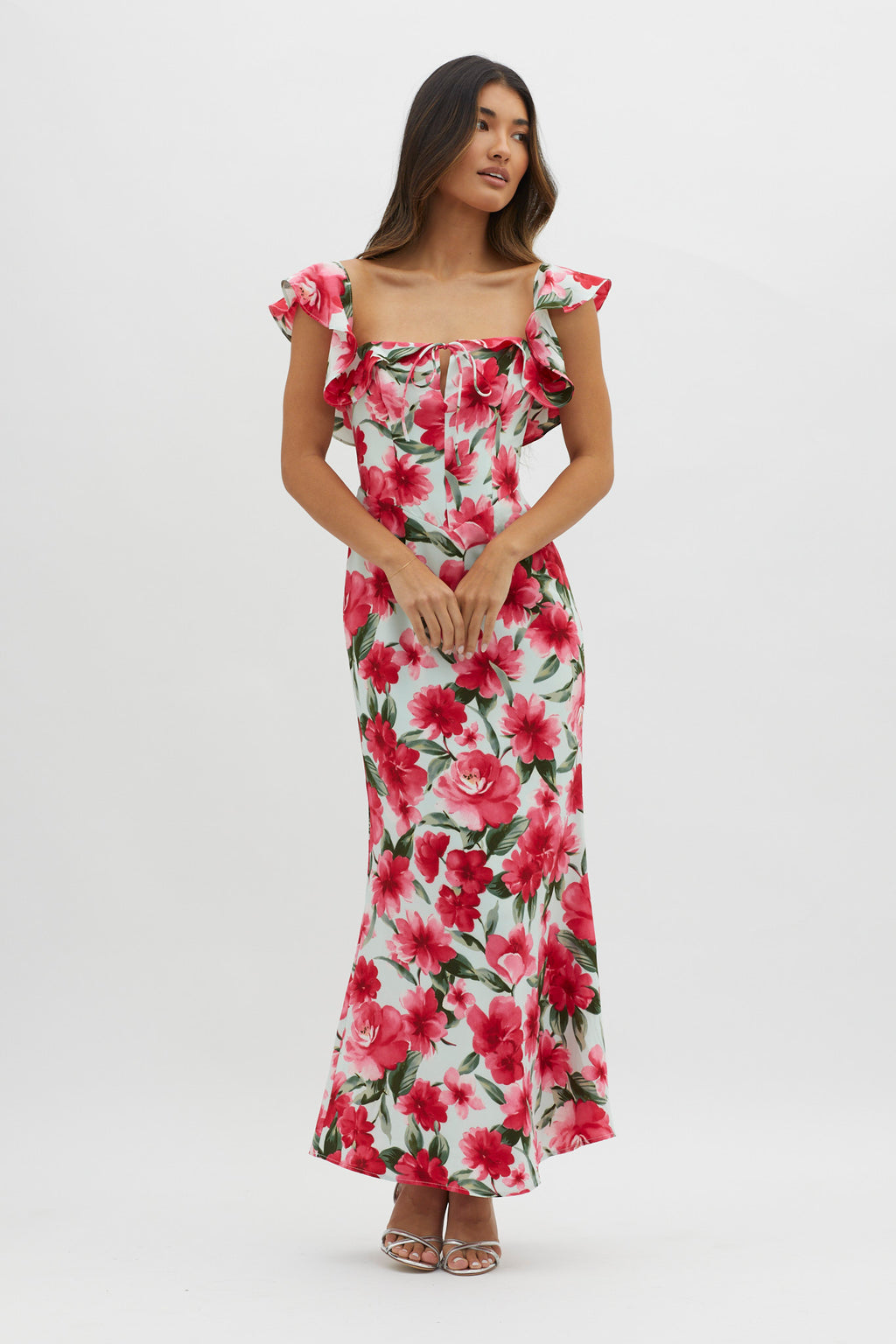New Era Off Shoulder Maxi Dress Floral Red by Selfie Leslie Australia