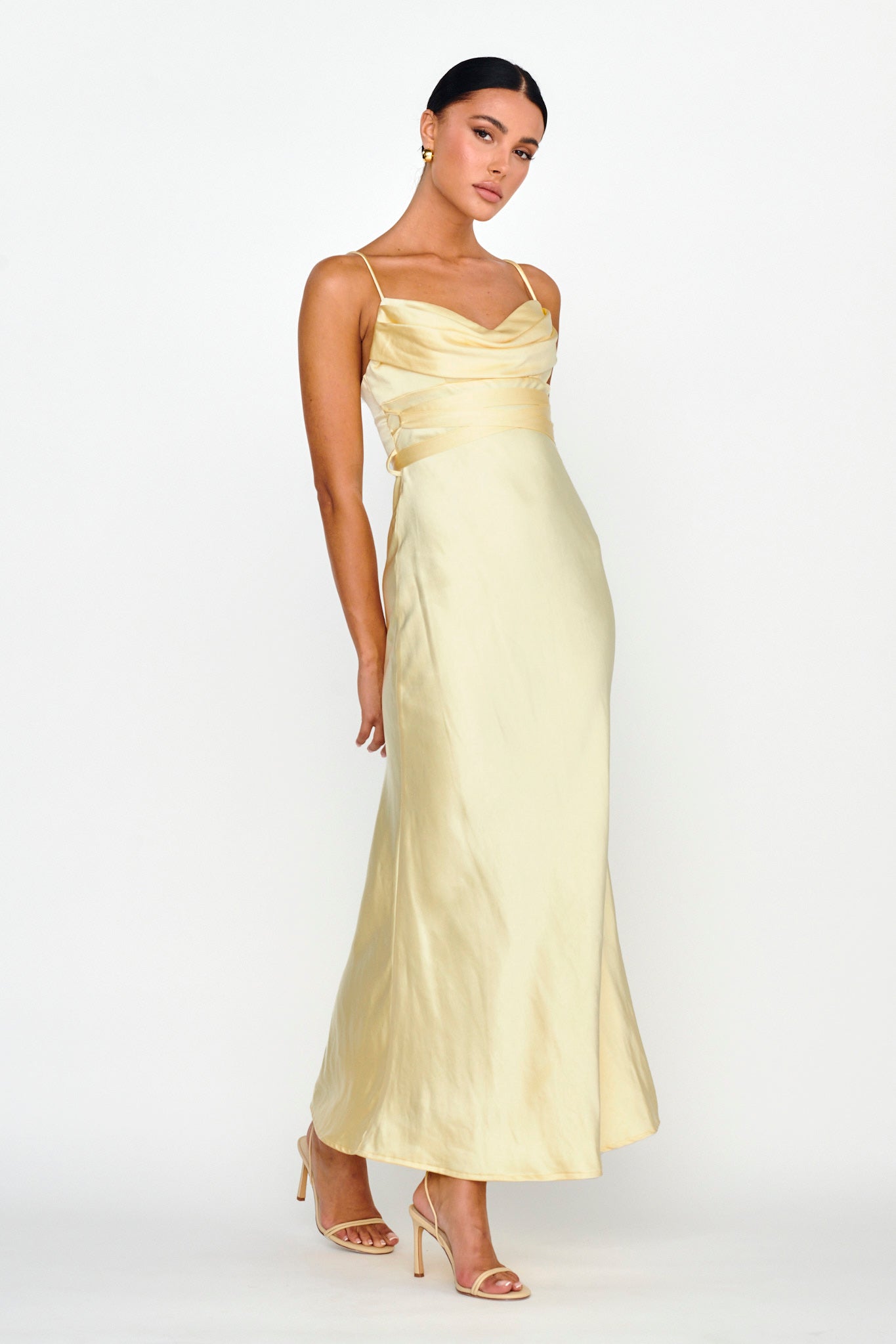 Starring Role Cowl Bust Waist Tie Dress Butter by Selfie Leslie Australia