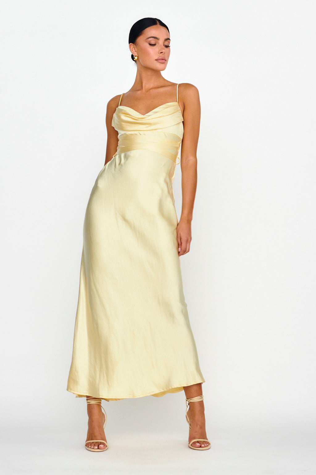 Starring Role Cowl Bust Waist Tie Dress Butter by Selfie Leslie Australia