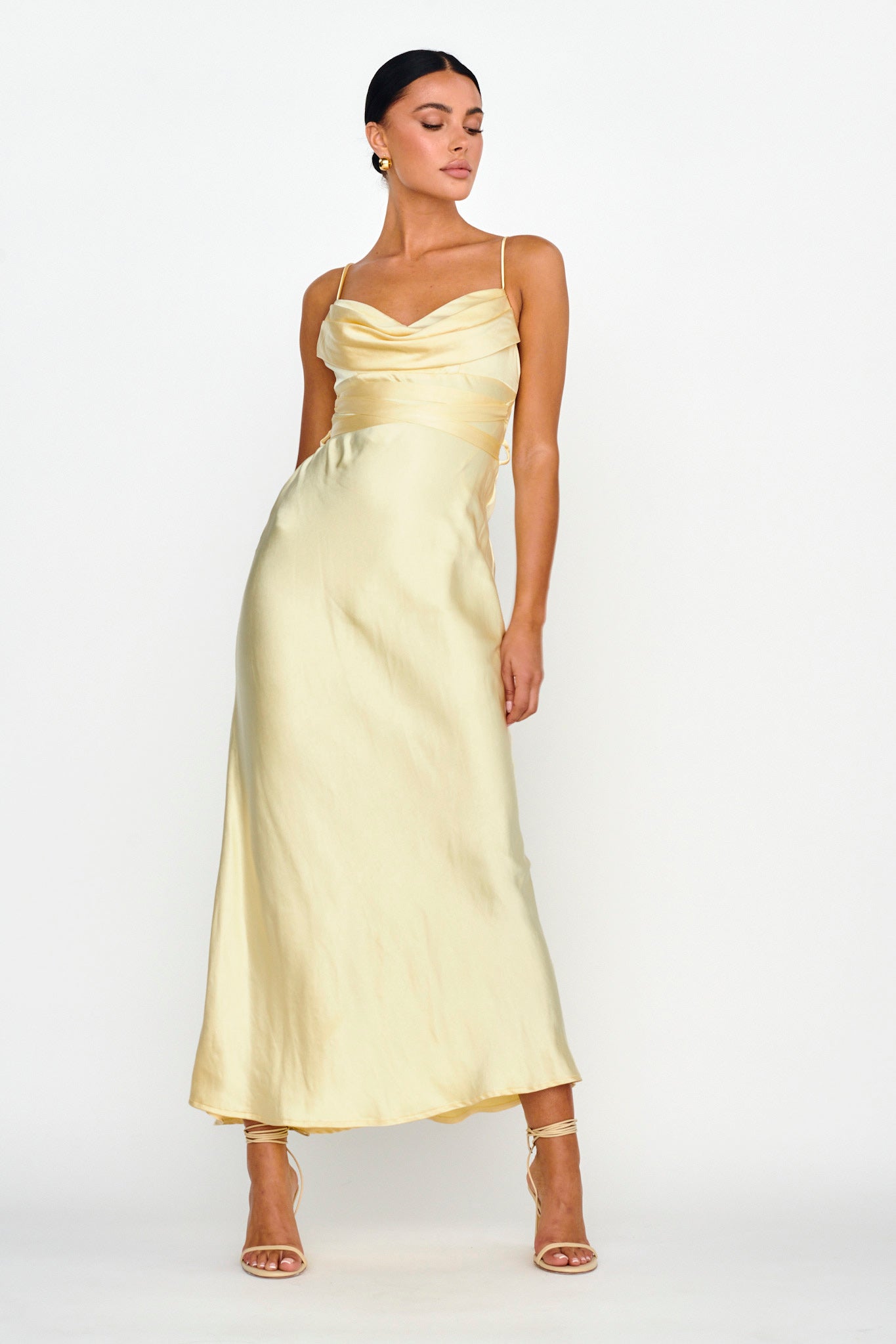 Starring Role Cowl Bust Waist Tie Dress Butter by Selfie Leslie Australia