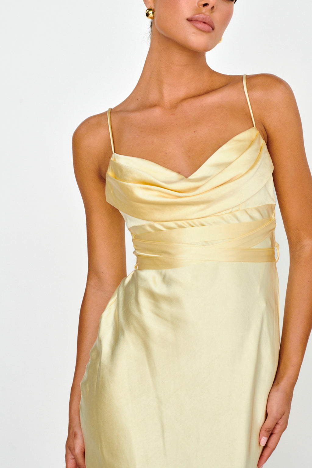 Starring Role Cowl Bust Waist Tie Dress Butter by Selfie Leslie Australia