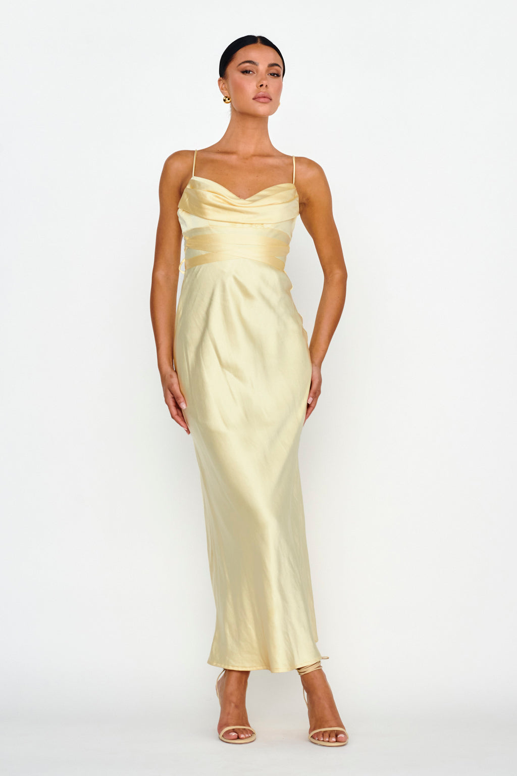 Starring Role Cowl Bust Waist Tie Dress Butter by Selfie Leslie Australia