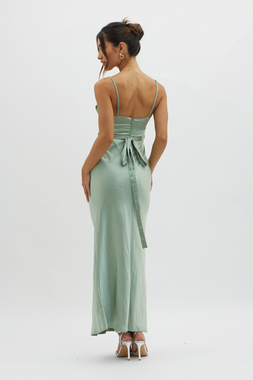 Starring Role Cowl Bust Waist Tie Dress Sage by Selfie Leslie Australia