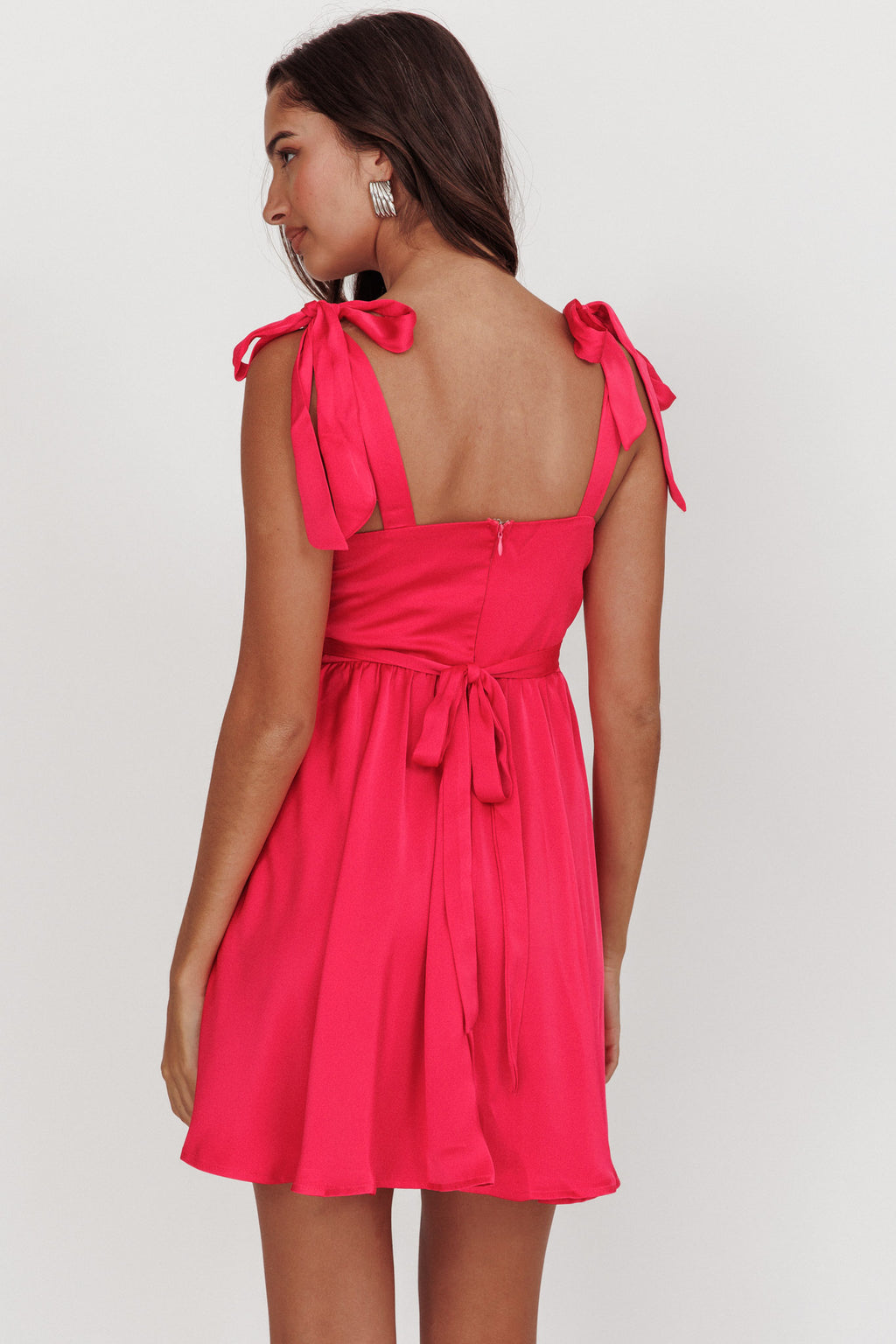 Majesty Tied Shoulder Mini Dress Hot Pink by Selfie Leslie Australia