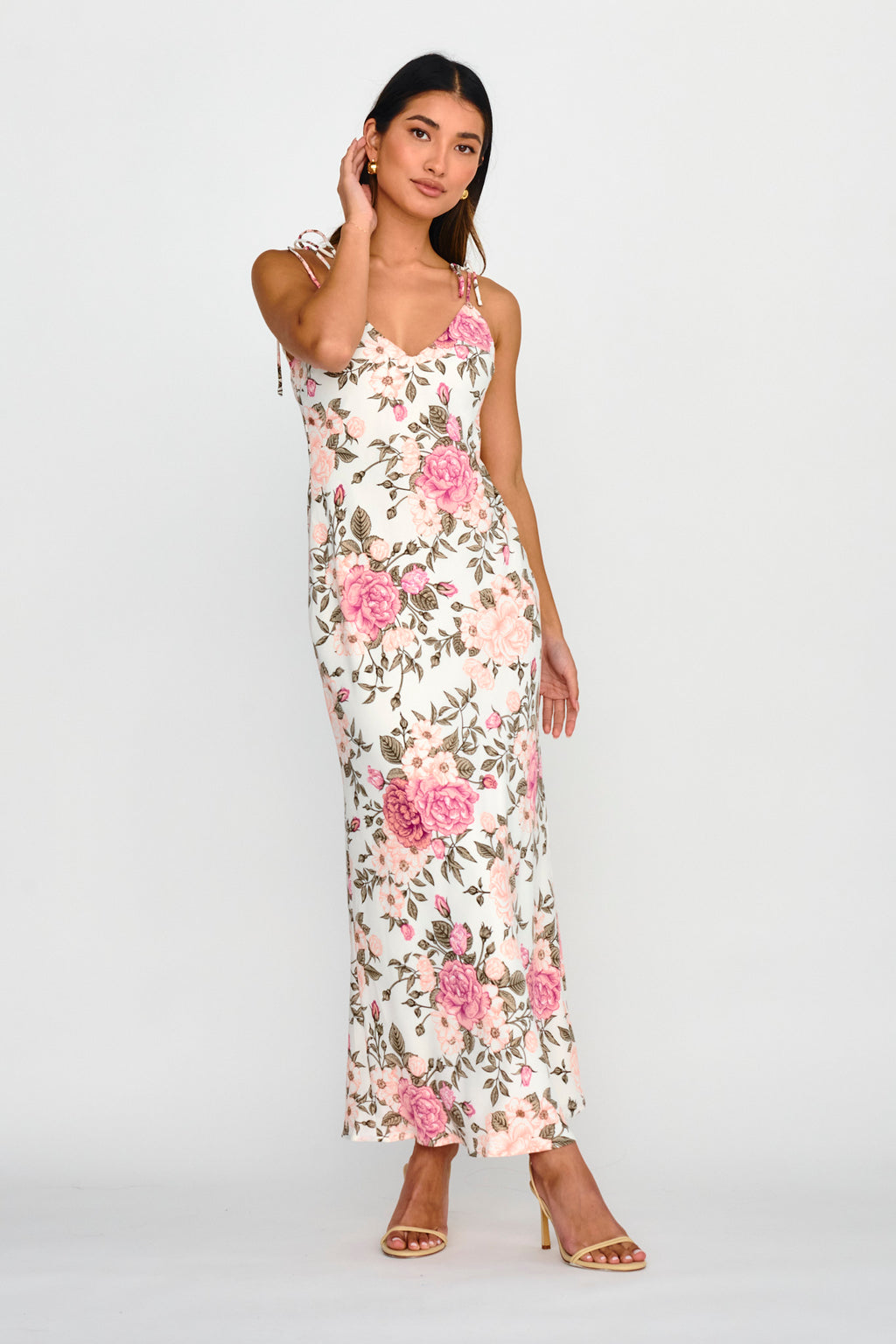 Florenze Tied Shoulder Dress Floral Pink by Selfie Leslie Australia