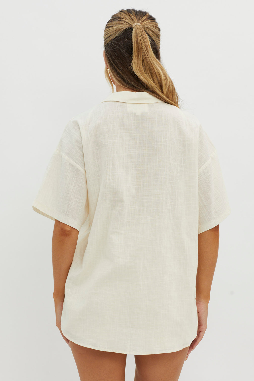 Ciao Ciao Embroidered Button-Up Shirt Beige by Selfie Leslie Australia