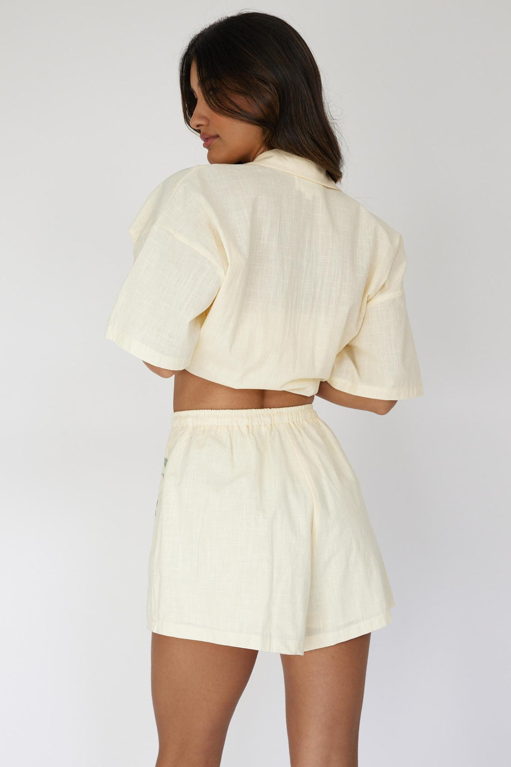 Ciao Ciao Embroidered Drawstring Shorts Butter by Selfie Leslie Australia
