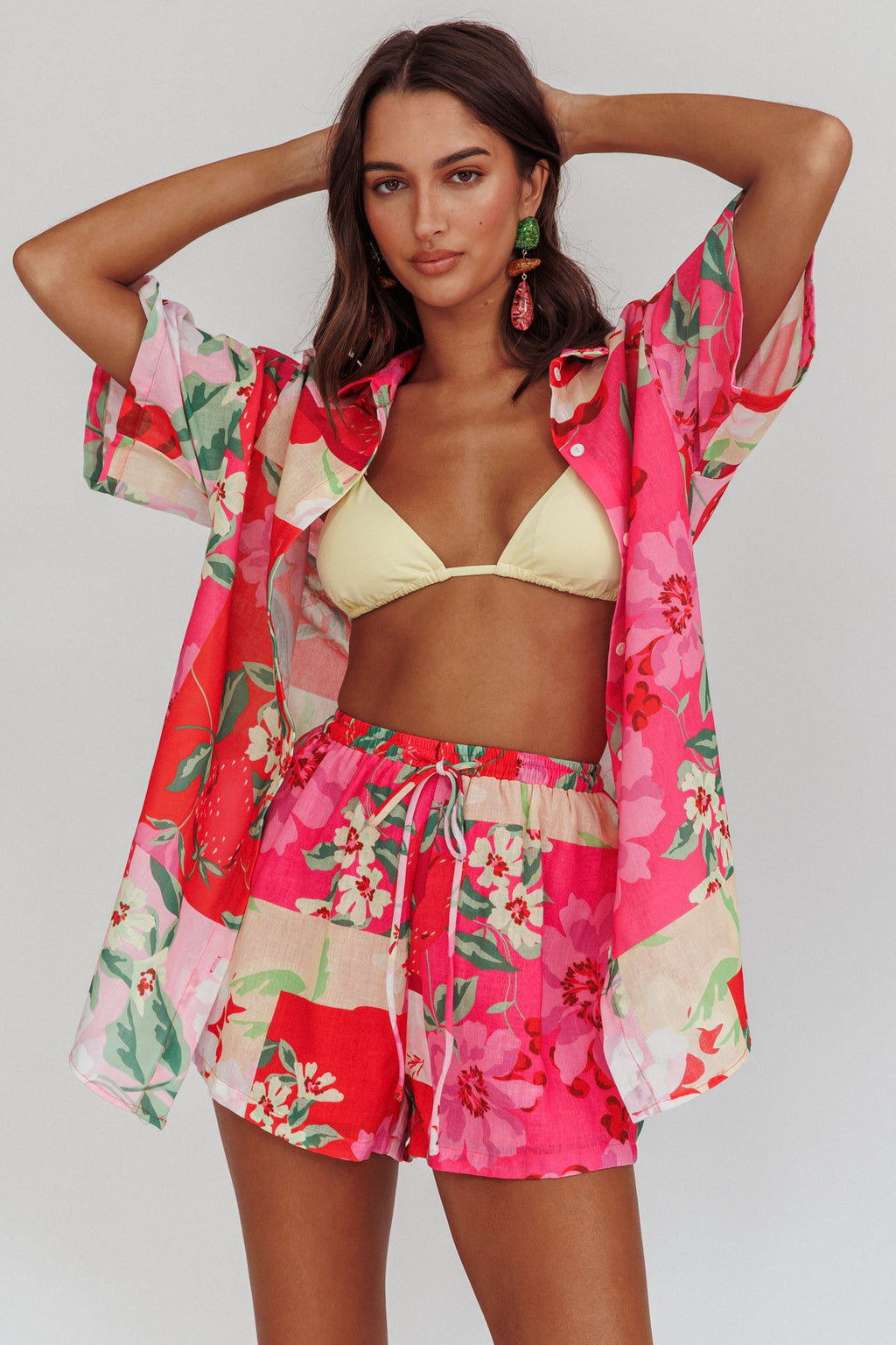 Ciao Ciao Floral Drawstring Shorts Pink by Selfie Leslie Australia