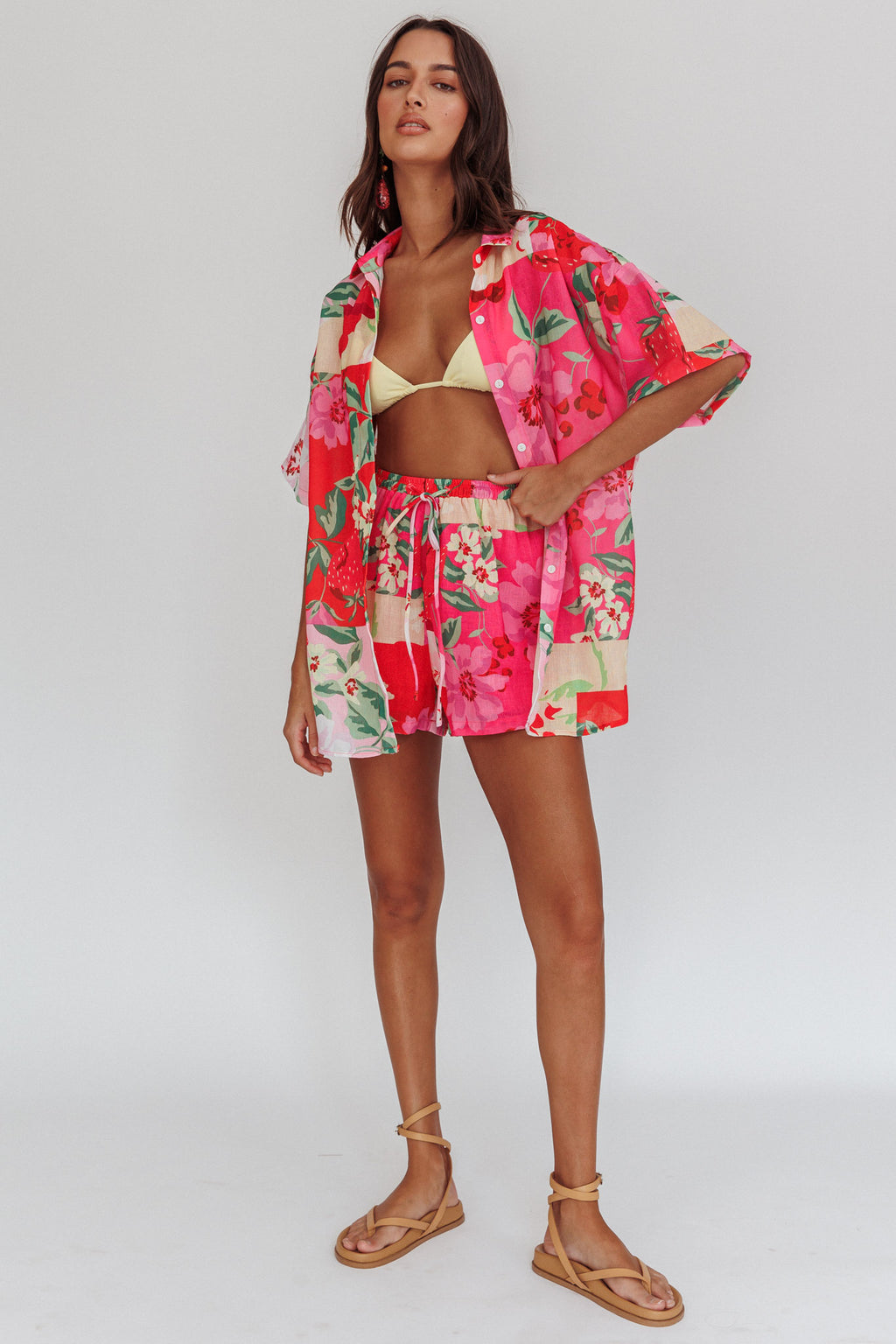 Ciao Ciao Floral Drawstring Shorts Pink by Selfie Leslie Australia