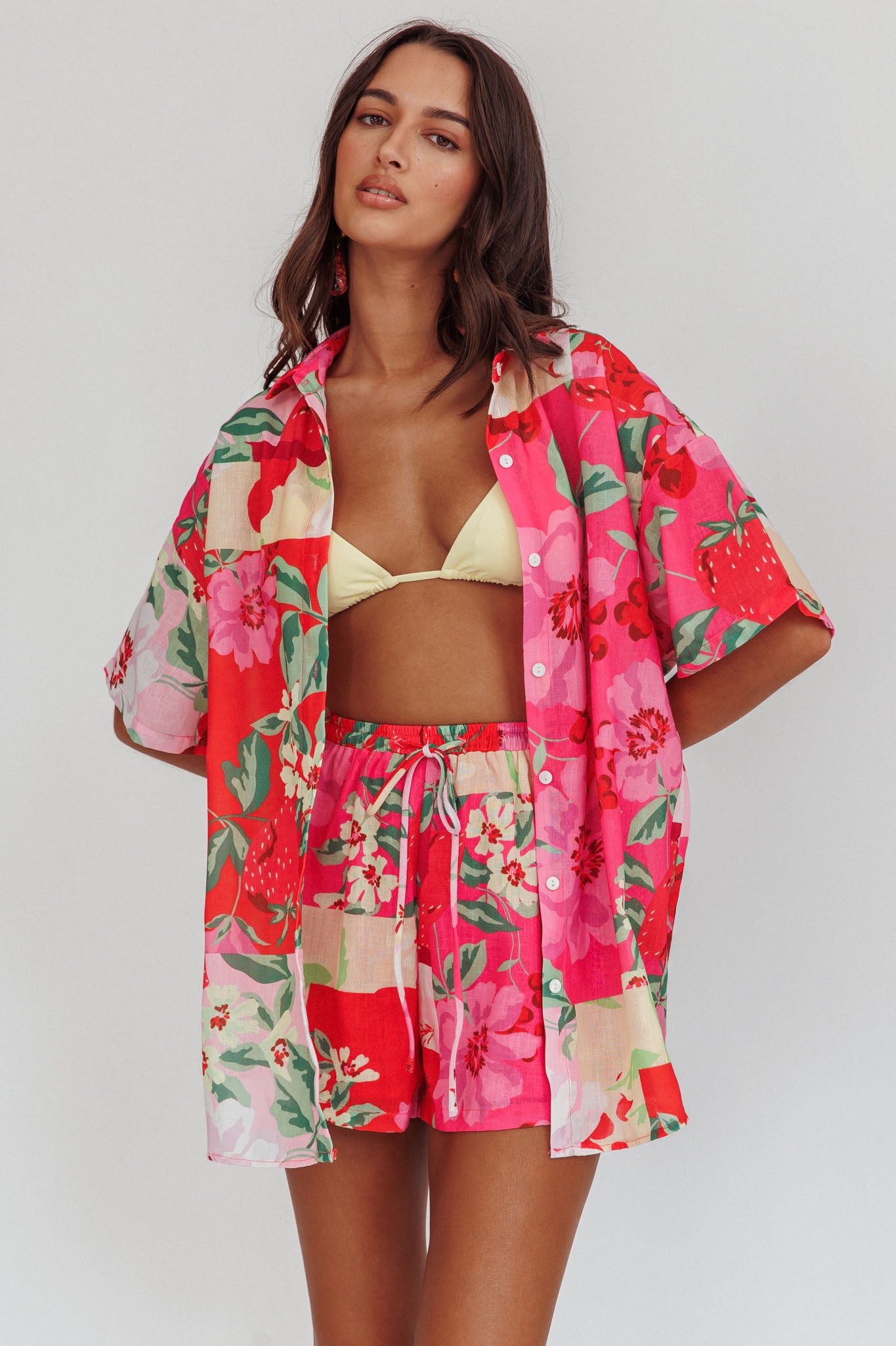 Ciao Ciao Floral Drawstring Shorts Pink by Selfie Leslie Australia