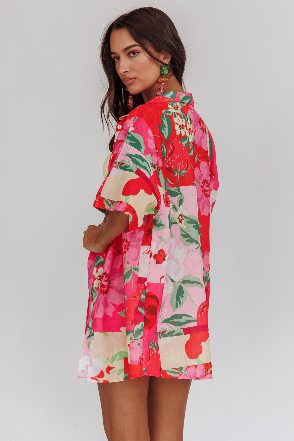 Ciao Ciao Floral Short Sleeve Buttoned Shirt Pink by Selfie Leslie Australia