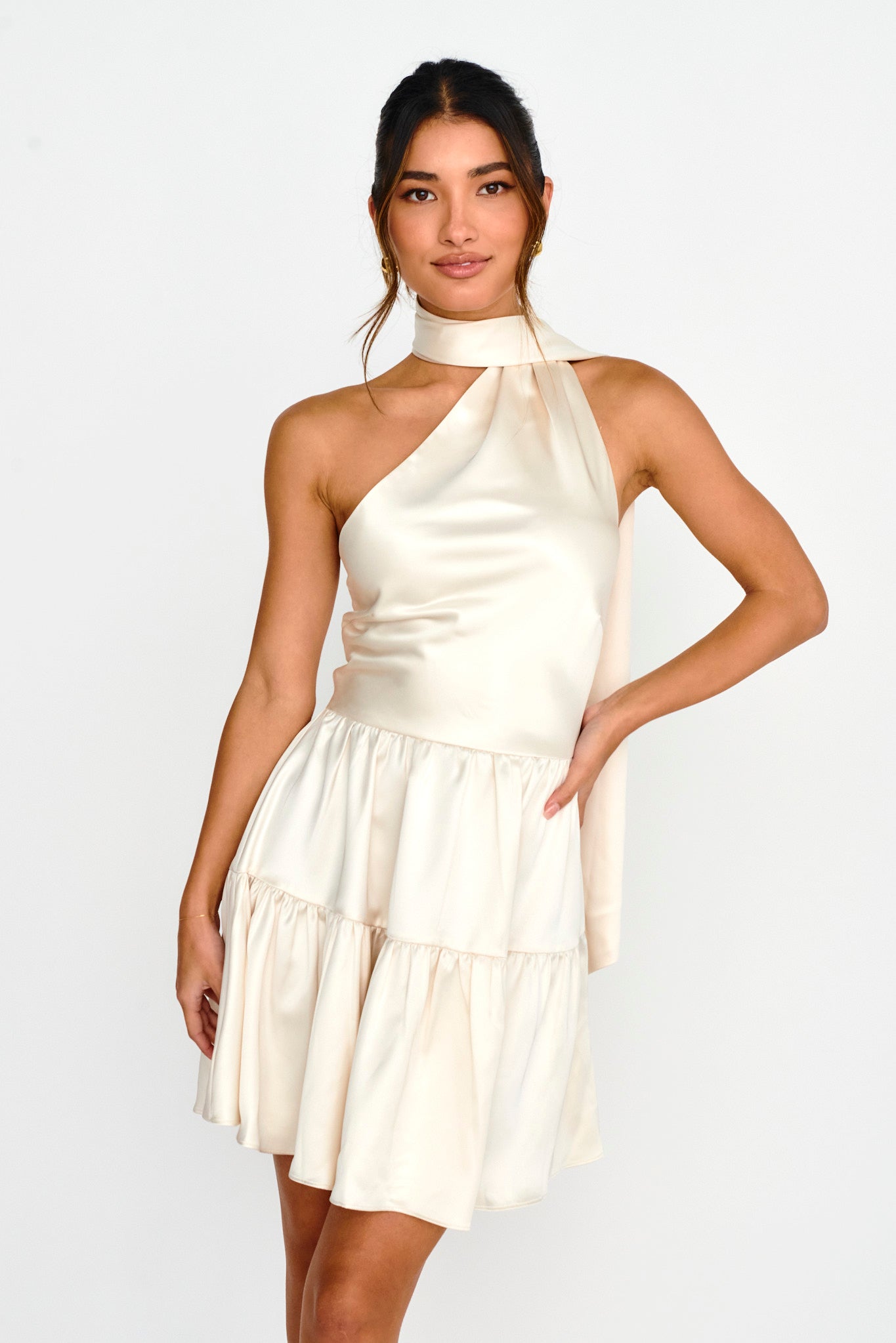 Gimme Love Open Back Flounce Mini Dress Oyster by Selfie Leslie Australia