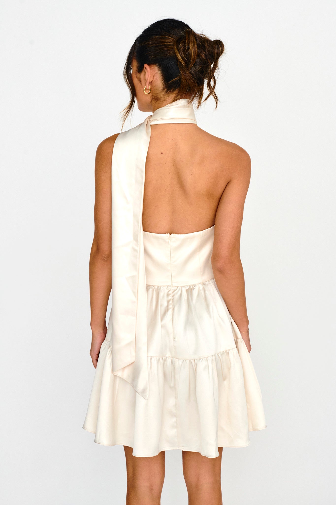 Gimme Love Open Back Flounce Mini Dress Oyster by Selfie Leslie Australia