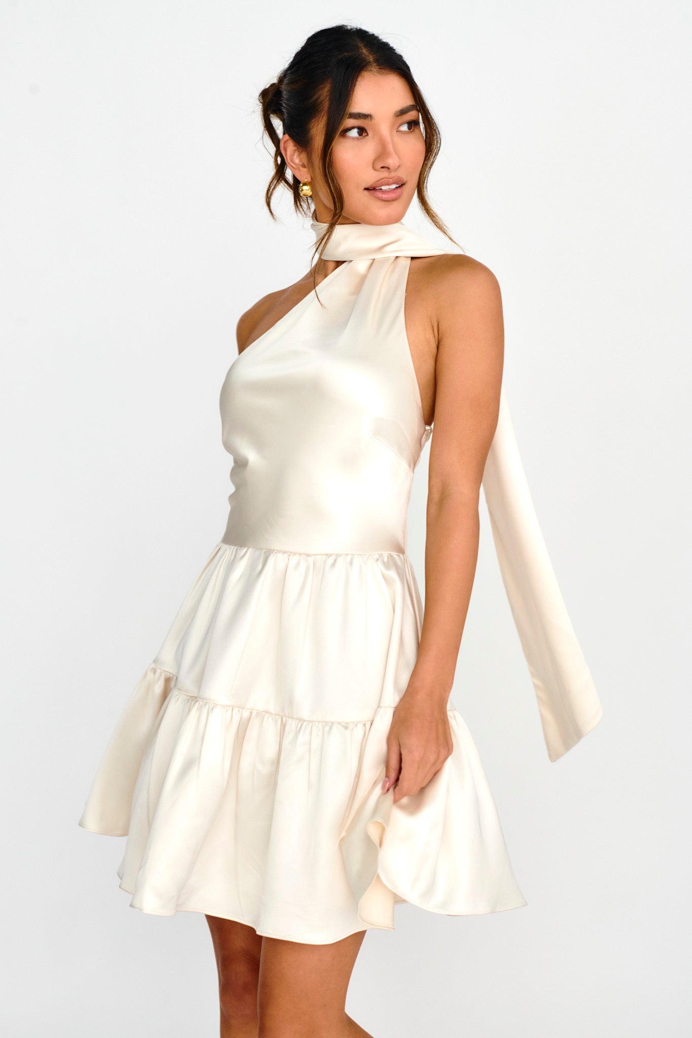 Gimme Love Open Back Flounce Mini Dress Oyster by Selfie Leslie Australia