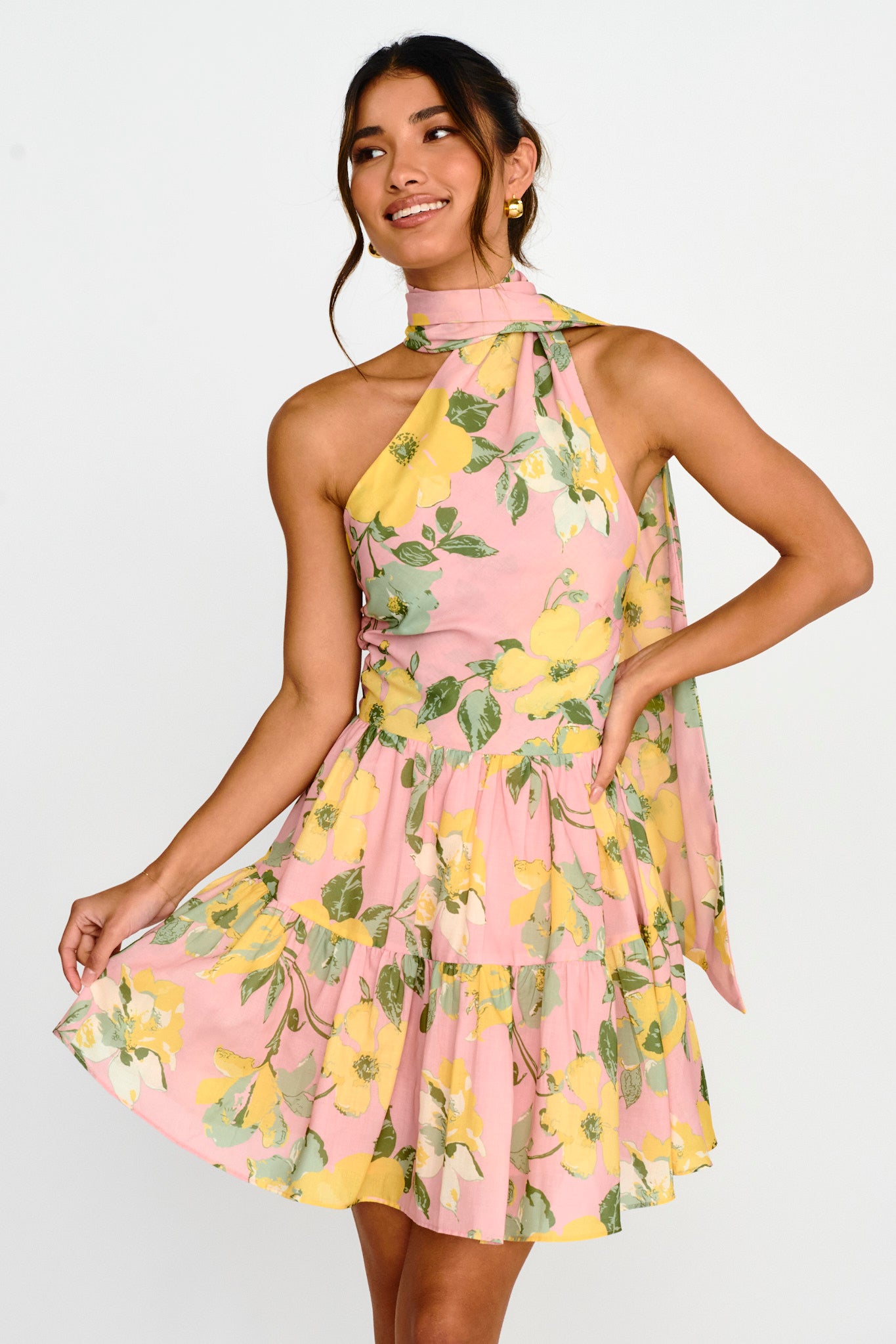Gimme Love Open Back Flounce Mini Dress Pink by Selfie Leslie Australia