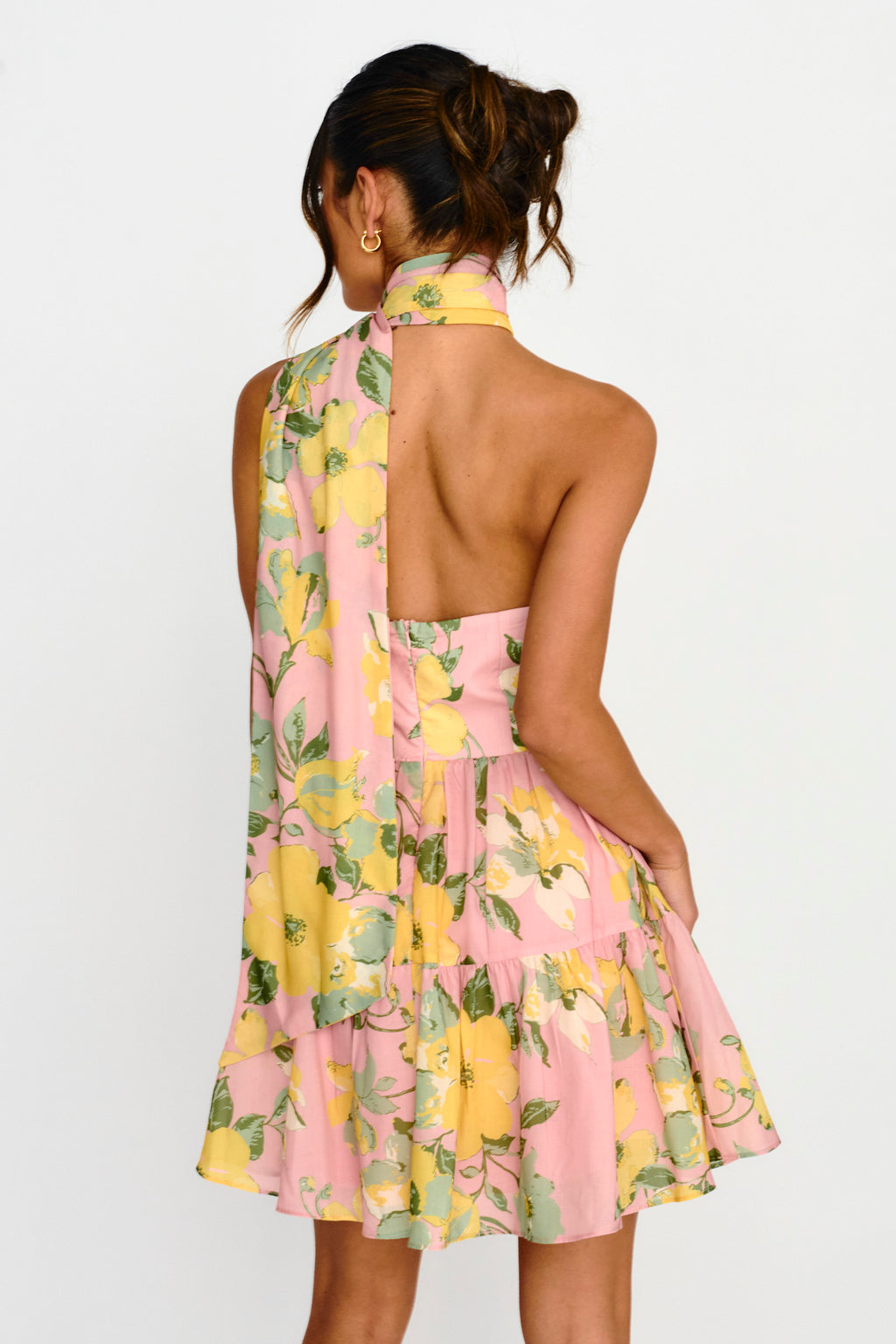 Gimme Love Open Back Flounce Mini Dress Pink by Selfie Leslie Australia