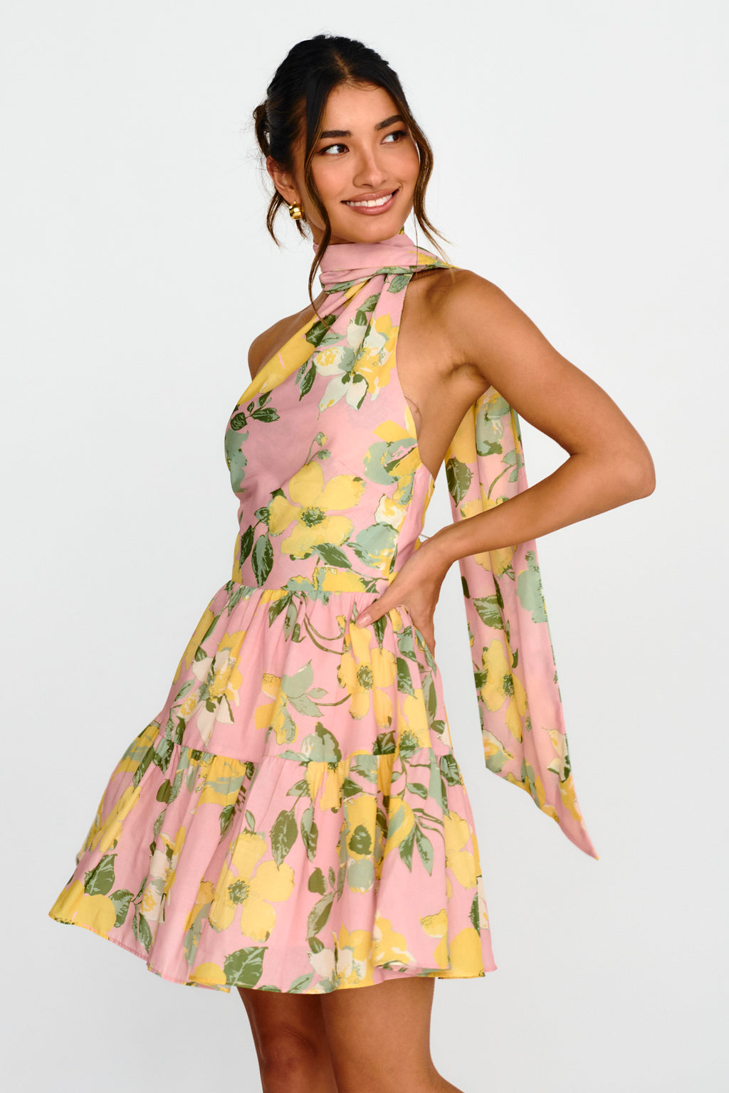 Gimme Love Open Back Flounce Mini Dress Pink by Selfie Leslie Australia